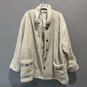 Haband Sherpa button down jacket with silk lining Sz 3X